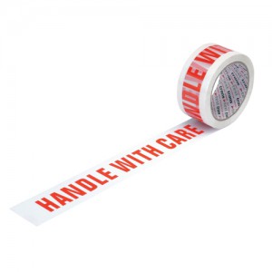 Printed Tape Handle with Care Polypropylene 50mm x 66m Red on White [Pack 6]