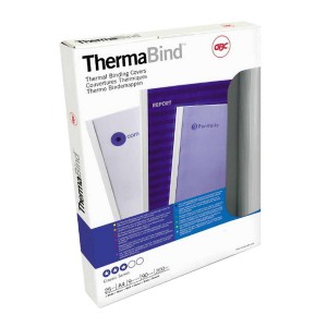 Acco GBC A4 Thermal Binding Cover 3mm 200gsm PVC/Gloss Back Clear/White Pack of 25 45440