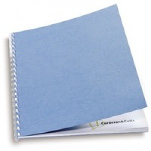 GBC LeatherGrain Binding Covers 250gsm A4 Wedgewood Blue Pk 100 CE040021U