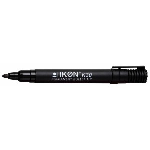 ikon K30 Bullet Tip Permanent Markers Black