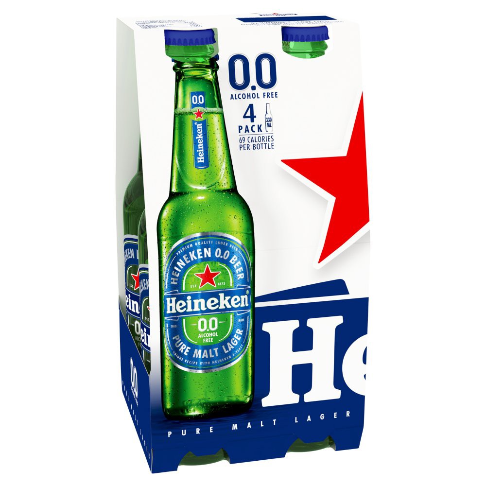 Heineken+0.0+Lager+Beer+4+x+330ml+Bottles