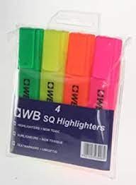 WB+SQ+Highlighter+Pen+Asstd+Pack-4