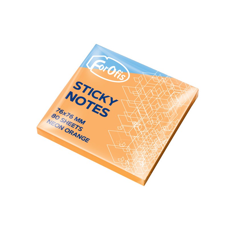 Forofis+Sticky+Notes+76x76mm+Neon+Orange+%28Pk+12%29