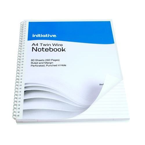 Initiative+Twinwire+Notebook+A4+Ruled+Margin+Perforated+70gsm+160+pages+Single