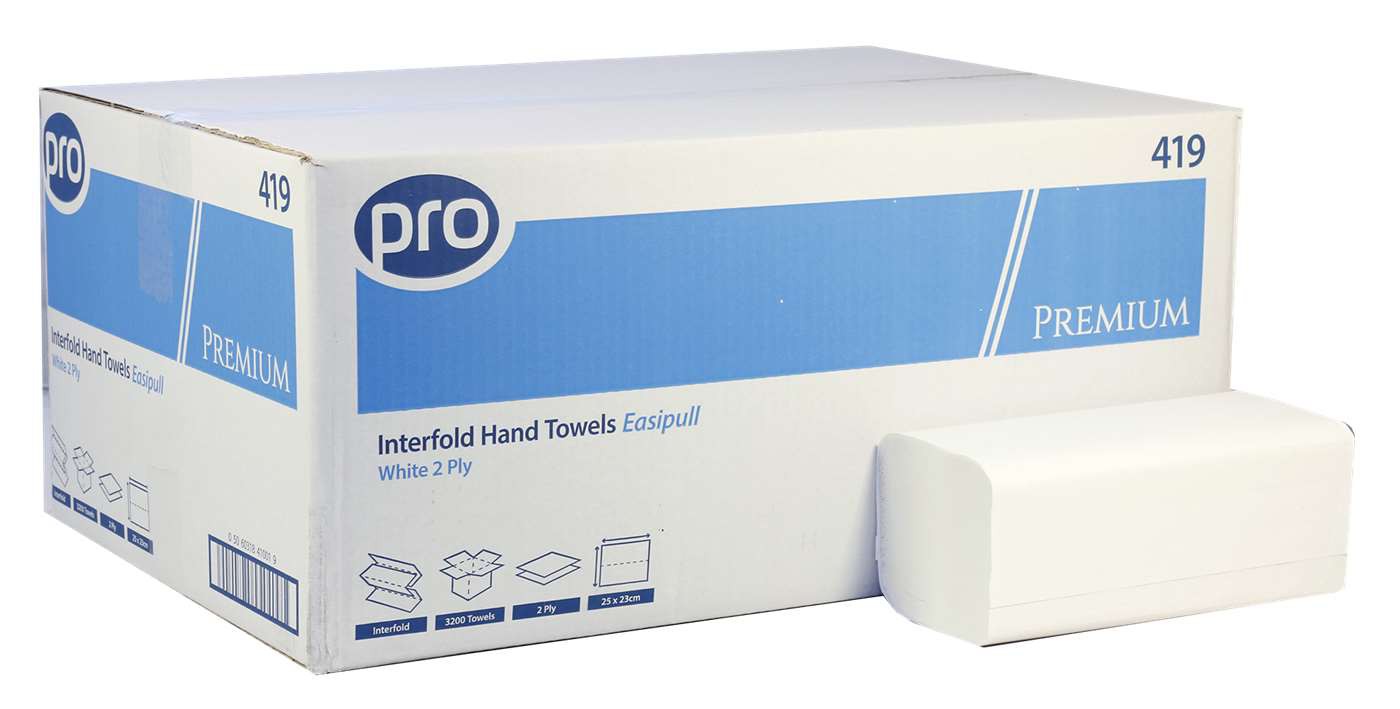 PRO+Premium+Easipull+V-Fold+2+Ply+White+Paper+Hand+Towels+%28Pack+3200%29